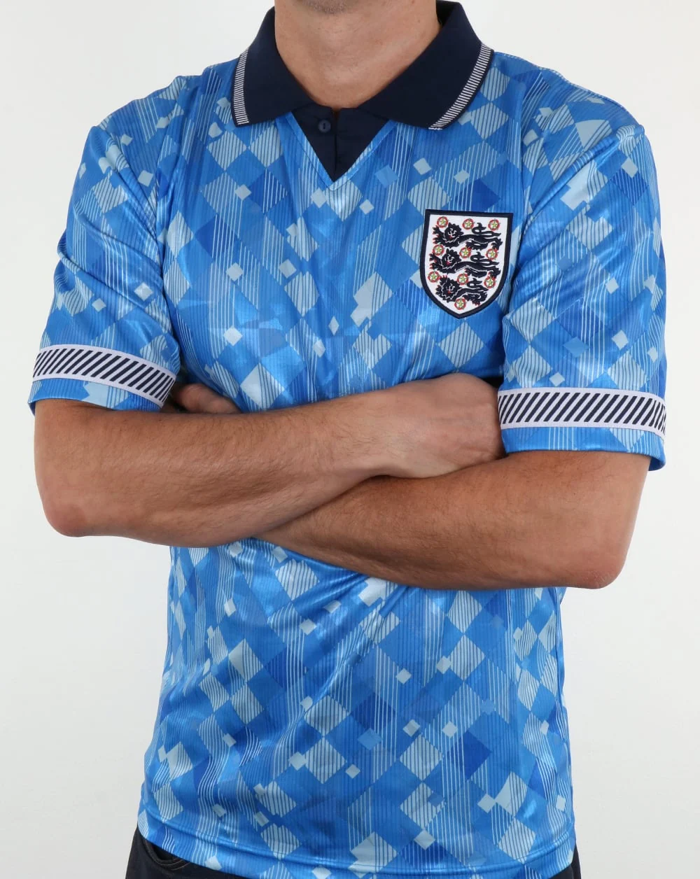 England 1990 Legend Football Shirt Blue - Image 3