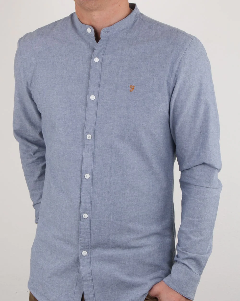 Farah Chramer Grandad Shirt Blue Marl - Image 3