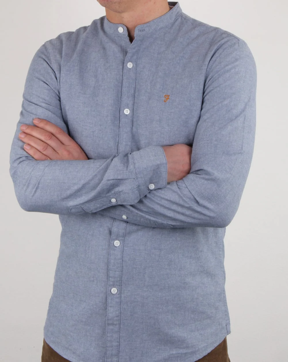 Farah Chramer Grandad Shirt Blue Marl - Image 4