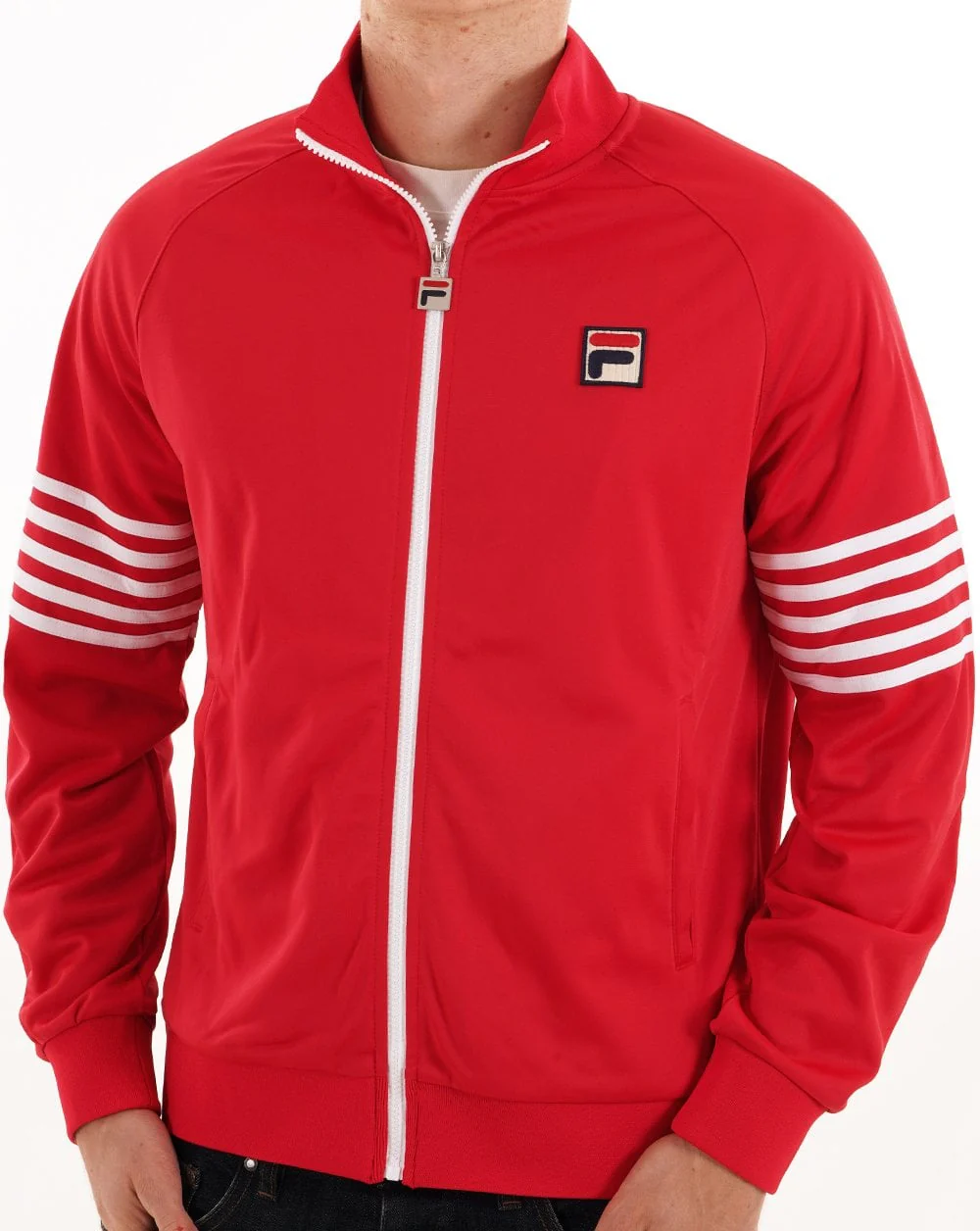 Fila Vintage 5 Stripe Track Top Red/White - Image 3