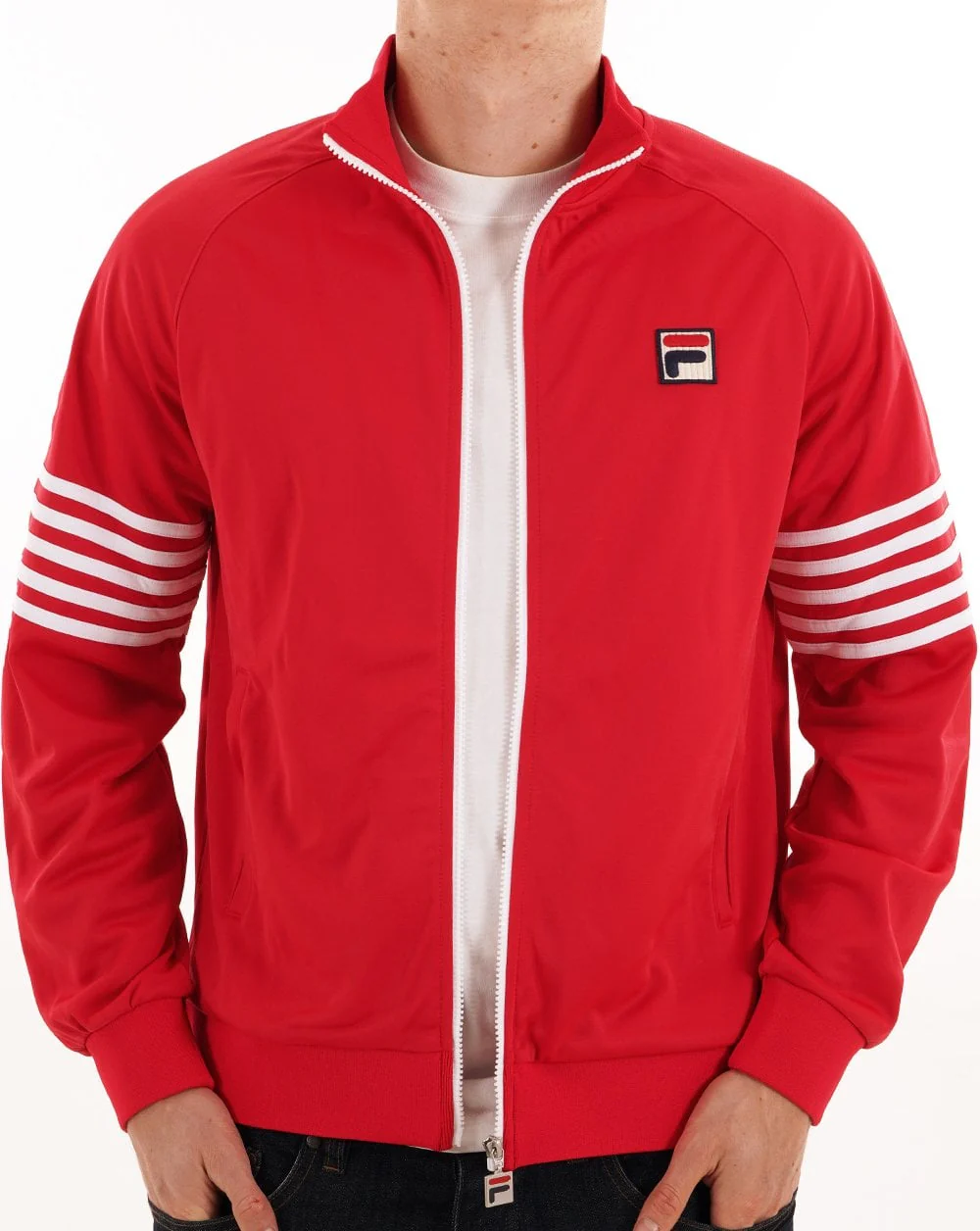 Fila Vintage 5 Stripe Track Top Red/White - Image 4