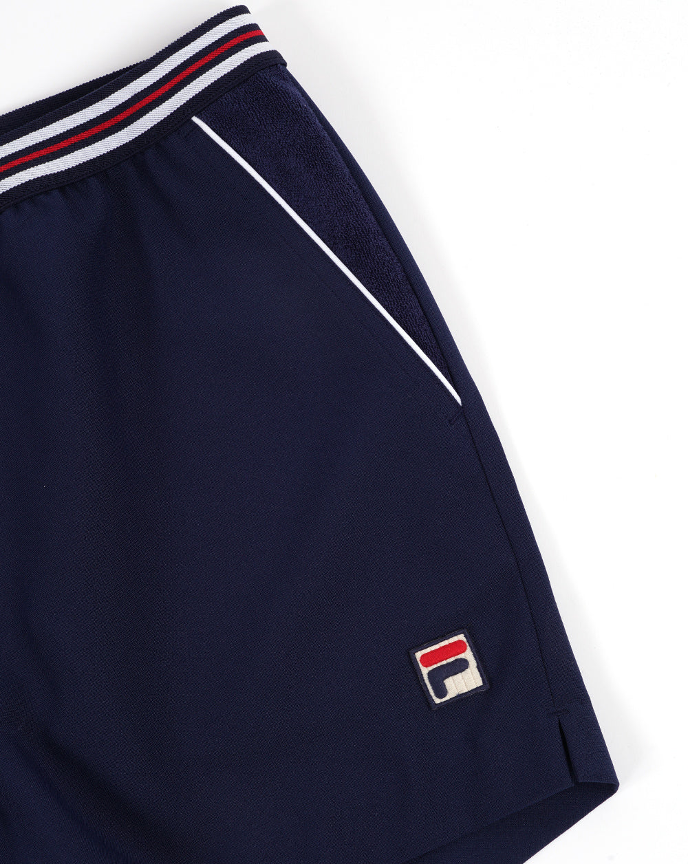 Fila Vintage Borg tennis Shorts Navy/White Piping - Image 3