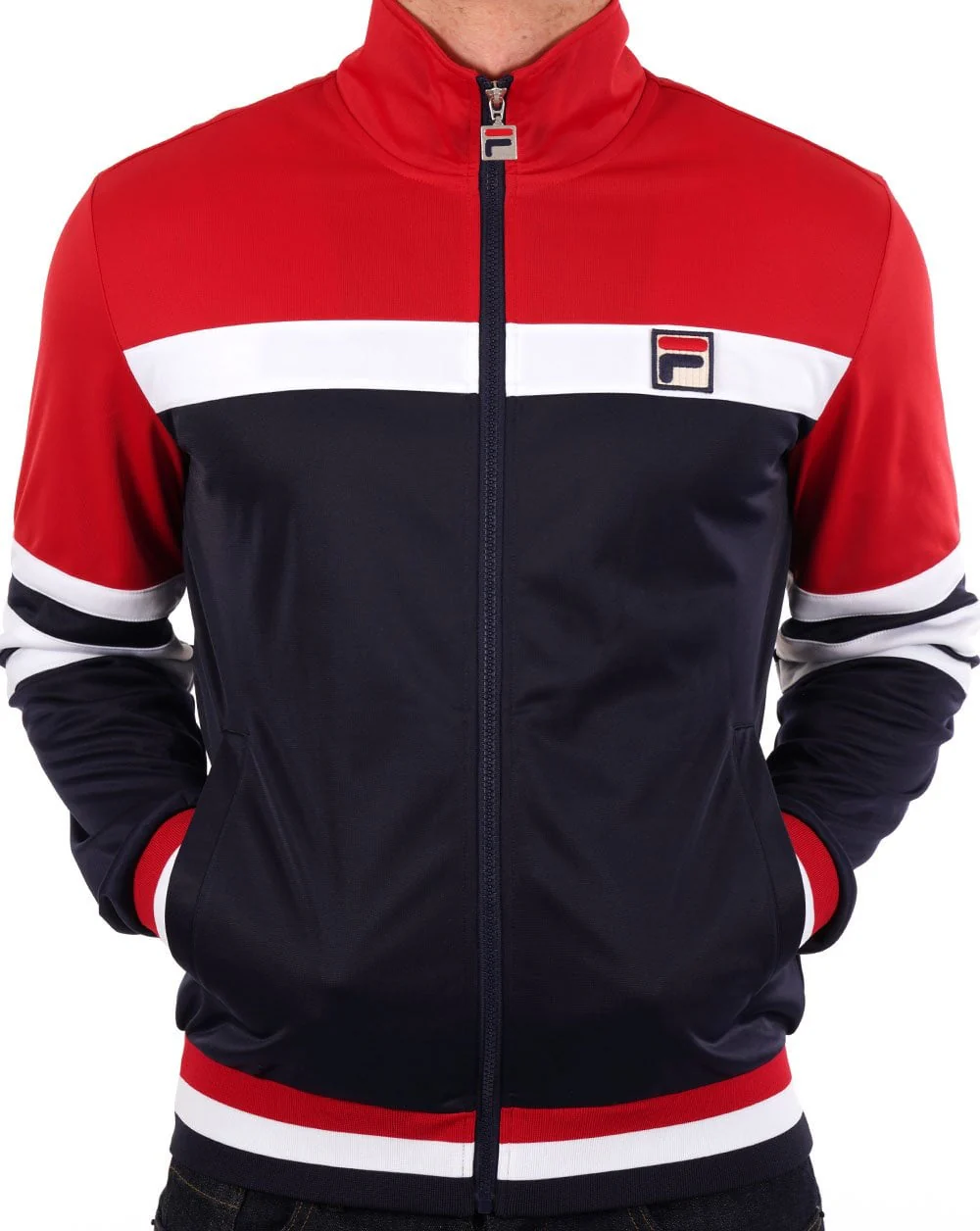 Fila Vintage Vila Business Track Top Navy Red White - Image 3