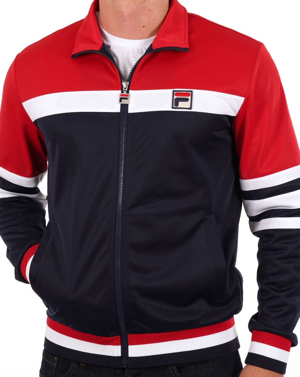 Fila Vintage Vila Business Track Top Navy Red White - Image 4