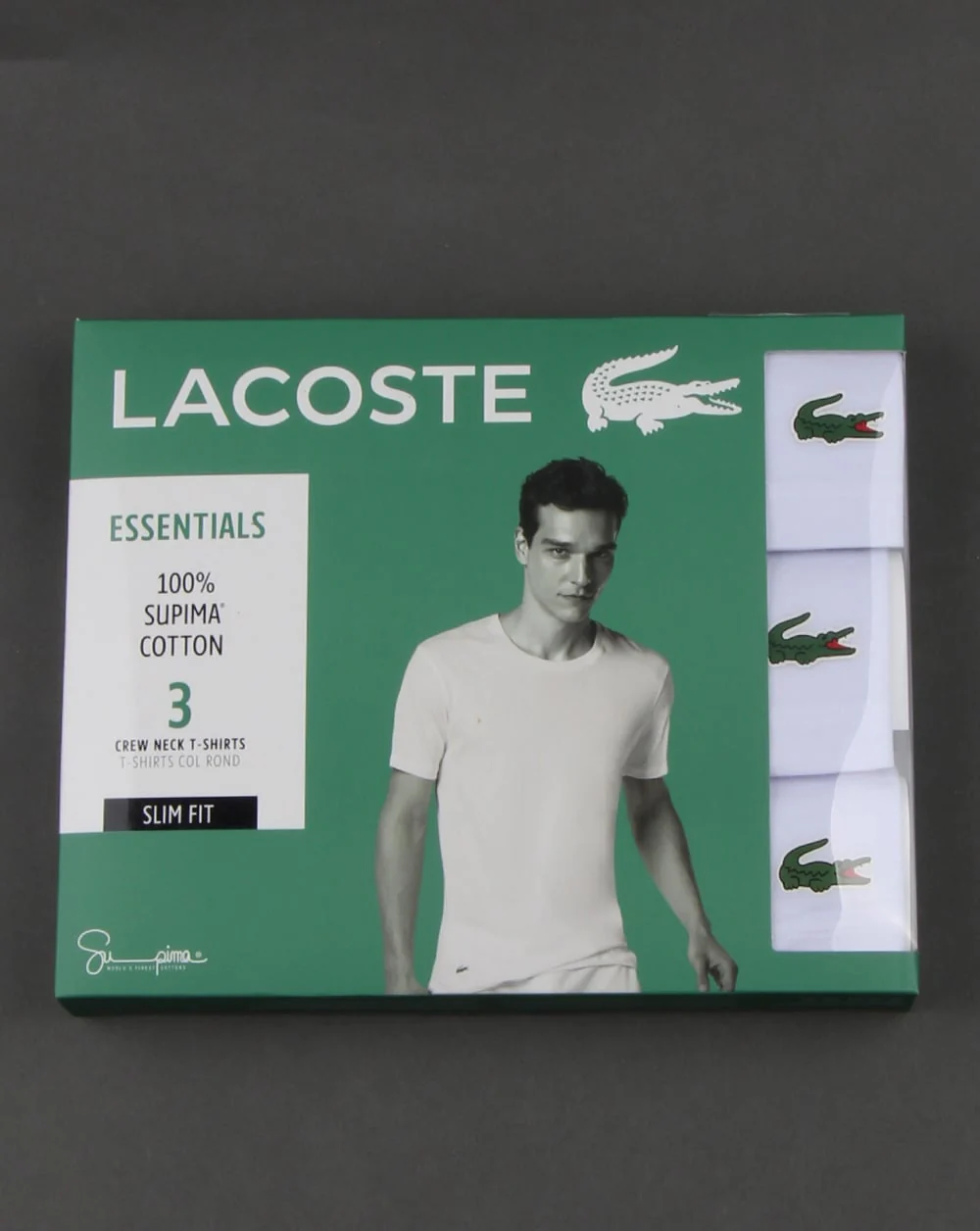 Lacoste Triple Pack Slim Fit Crew Tees White - Image 3