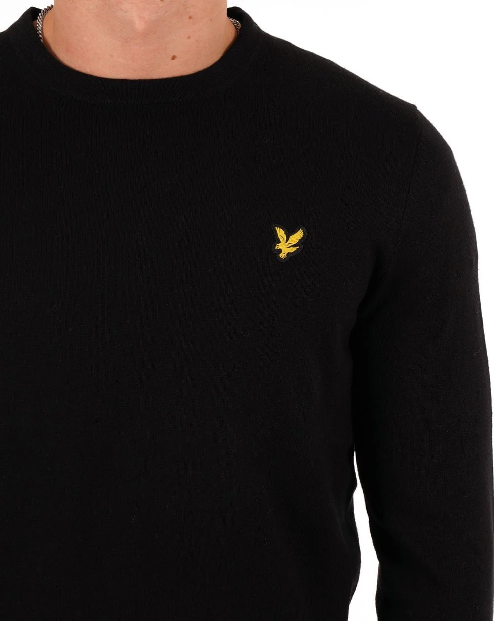 Lyle And Scott Cotton Merino Crew Jumper Black - Image 3