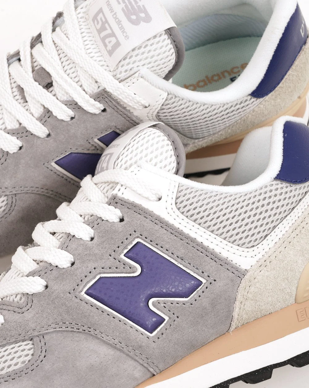 New Balance 574 Trainers Slate Grey/Purple - Image 3