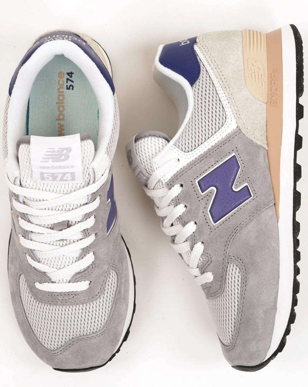 New Balance 574 Trainers Slate Grey/Purple - Image 4