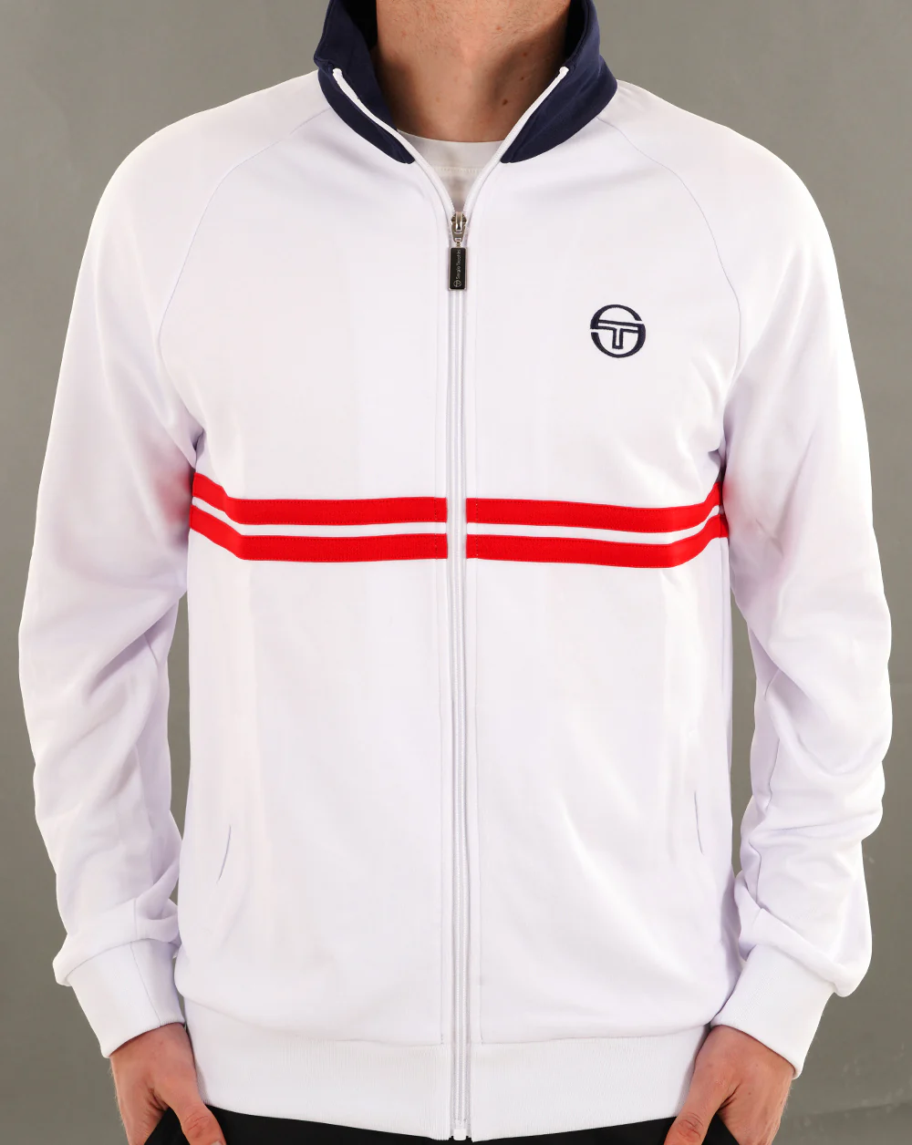 Sergio Tacchini Dallas Track Top White/Red/Navy - Image 3
