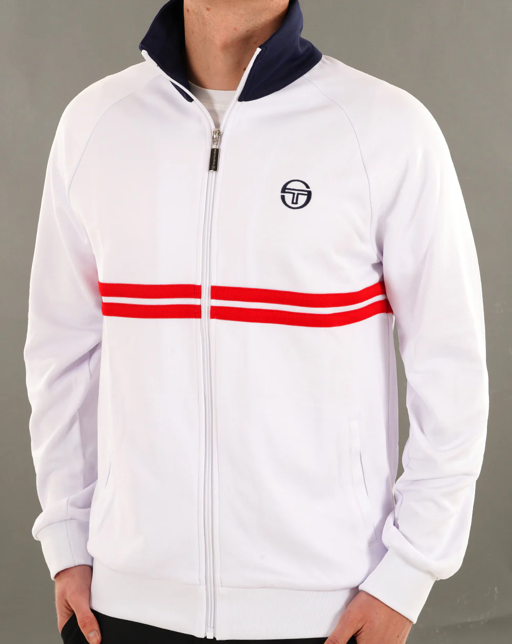 Sergio Tacchini Dallas Track Top White/Red/Navy - Image 4