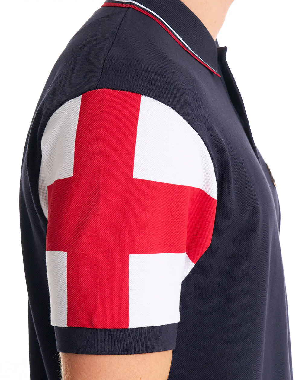 Trojan England Flag Sleeve Polo Navy - Image 3